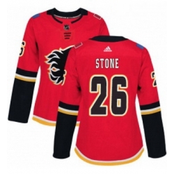 Womens Adidas Calgary Flames 26 Michael Stone Authentic Red Home NHL Jersey 