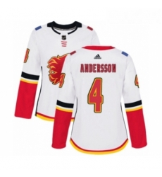 Womens Adidas Calgary Flames 4 Rasmus Andersson Authentic White Away NHL Jersey 