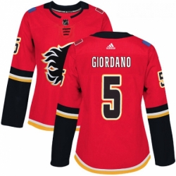 Womens Adidas Calgary Flames 5 Mark Giordano Authentic Red Home NHL Jersey 