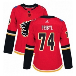 Womens Adidas Calgary Flames 74 Daniel Pribyl Premier Red Home NHL Jersey 