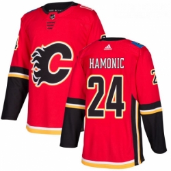 Youth Adidas Calgary Flames 24 Travis Hamonic Premier Red Home NHL Jersey 