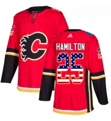 Youth Adidas Calgary Flames 25 Freddie Hamilton Authentic Red USA Flag Fashion NHL Jersey 