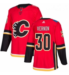 Youth Adidas Calgary Flames 30 Mike Vernon Authentic Red Home NHL Jersey 