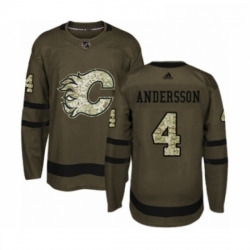 Youth Adidas Calgary Flames 4 Rasmus Andersson Authentic Green Salute to Service NHL Jersey 