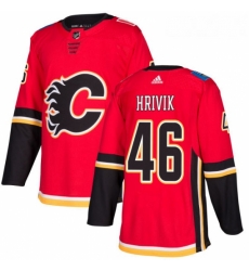 Youth Adidas Calgary Flames 46 Marek Hrivik Premier Red Home NHL Jersey 
