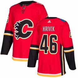 Youth Adidas Calgary Flames 46 Marek Hrivik Premier Red Home NHL Jersey 