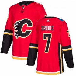 Youth Adidas Calgary Flames 7 TJ Brodie Premier Red Home NHL Jersey 