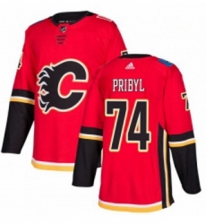 Youth Adidas Calgary Flames 74 Daniel Pribyl Premier Red Home NHL Jersey 