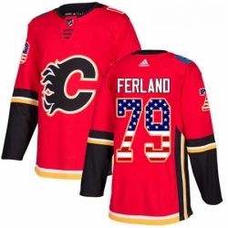 Youth Adidas Calgary Flames 79 Michael Ferland Authentic Red USA Flag Fashion NHL Jersey 