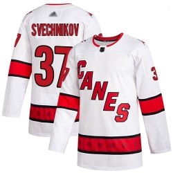Hurricanes 37 Andrei Svechnikov White Road Authentic Stitched Hockey Jersey