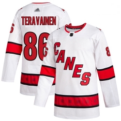 Hurricanes 86 Teuvo Teravainen White Road Authentic Stitched Hockey Jersey