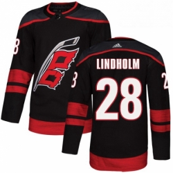 Mens Adidas Carolina Hurricanes 28 Elias Lindholm Premier Black Alternate NHL Jersey 