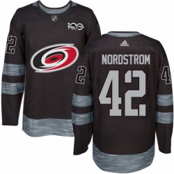 Mens Adidas Carolina Hurricanes 42 Joakim Nordstrom Premier Black 1917 2017 100th Anniversary NHL Jersey 
