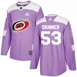 Mens Adidas Carolina Hurricanes 53 Jeff Skinner Authentic Purple Fights Cancer Practice NHL Jersey 