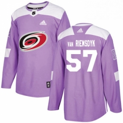 Mens Adidas Carolina Hurricanes 57 Trevor Van Riemsdyk Authentic Purple Fights Cancer Practice NHL Jersey 