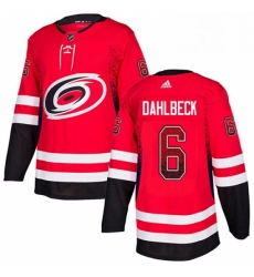 Mens Adidas Carolina Hurricanes 6 Klas Dahlbeck Authentic Red Drift Fashion NHL Jersey 