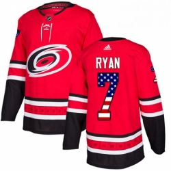 Mens Adidas Carolina Hurricanes 7 Derek Ryan Authentic Red USA Flag Fashion NHL Jersey 