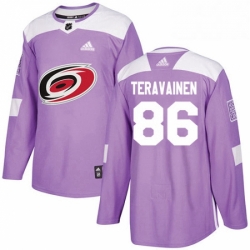 Mens Adidas Carolina Hurricanes 86 Teuvo Teravainen Authentic Purple Fights Cancer Practice NHL Jersey 