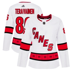 Women Hurricanes 86 Teuvo Teravainen White Road Authentic Stitched Hockey Jersey