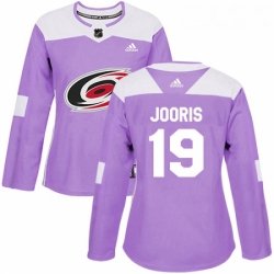 Womens Adidas Carolina Hurricanes 19 Josh Jooris Authentic Purple Fights Cancer Practice NHL Jersey 