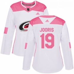 Womens Adidas Carolina Hurricanes 19 Josh Jooris Authentic WhitePink Fashion NHL Jersey 
