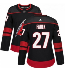 Womens Adidas Carolina Hurricanes 27 Justin Faulk Authentic Black Alternate NHL Jersey 