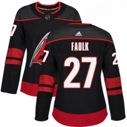 Womens Adidas Carolina Hurricanes 27 Justin Faulk Authentic Black Alternate NHL Jersey 