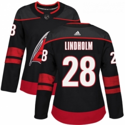 Womens Adidas Carolina Hurricanes 28 Elias Lindholm Premier Black Alternate NHL Jersey 