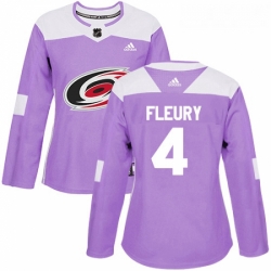 Womens Adidas Carolina Hurricanes 4 Haydn Fleury Authentic Purple Fights Cancer Practice NHL Jersey 