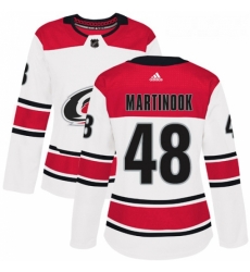 Womens Adidas Carolina Hurricanes 48 Jordan Martinook Authentic White Away NHL Jersey 