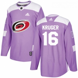 Youth Adidas Carolina Hurricanes 16 Marcus Kruger Authentic Purple Fights Cancer Practice NHL Jersey 