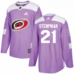 Youth Adidas Carolina Hurricanes 21 Lee Stempniak Authentic Purple Fights Cancer Practice NHL Jersey 