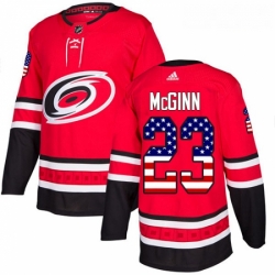 Youth Adidas Carolina Hurricanes 23 Brock McGinn Authentic Red USA Flag Fashion NHL Jersey 