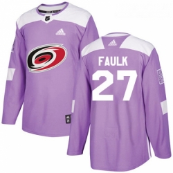 Youth Adidas Carolina Hurricanes 27 Justin Faulk Authentic Purple Fights Cancer Practice NHL Jersey 