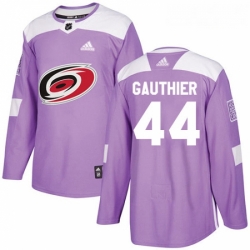 Youth Adidas Carolina Hurricanes 44 Julien Gauthier Authentic Purple Fights Cancer Practice NHL Jersey 