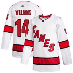 Youth Hurricanes 14 Justin Williams White Road Authentic Stitched Hockey Jersey