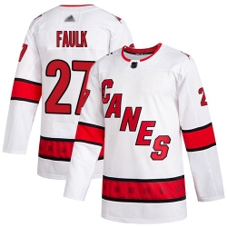 Youth Hurricanes 27 Justin Faulk White Road Authentic Stitched Hockey Jersey