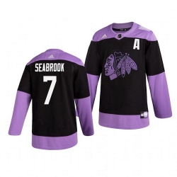 Blackhawks 7 Brent Seabrook Black Purple Hockey Fights Cancer Adidas Jersey