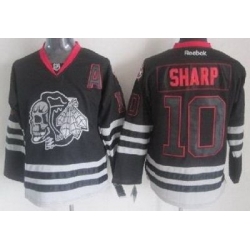 Chicago Blackhawks 10 Patrick Sharp 2013 Black Ice NHL Jerseys Skull Logo Fashion