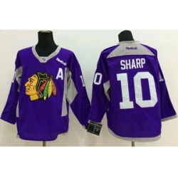 Chicago Blackhawks #10 Patrick Sharp Purple Hockey Fights Cancer Stitched NHL Jersey