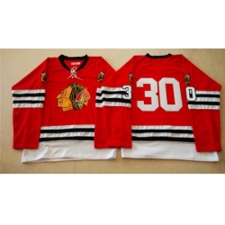 Chicago Blackhawks #30 ED Belfour Red Mitchell And Ness 1960-61 Stitched NHL Jersey