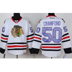 Chicago Blackhawks 50 Corey Crawford White NHL Jerseys Purple Number