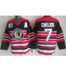 Chicago Blackhawks 7 Chris Chelios Black 75th Throwback CCM NHL Jerseys