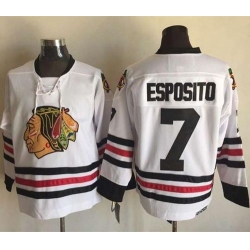 Chicago Blackhawks  #7 Tony Esposito White CCM Throwback Stitched NHL Jersey