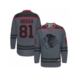 Chicago Blackhawks #81 Marian Hossa Charcoal Cross Check Fashion Stitched NHL Jersey