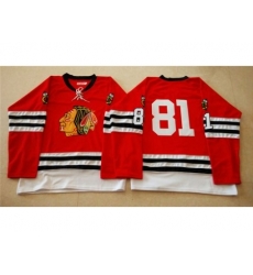 Chicago Blackhawks #81 Marian Hossa Red Mitchell And Ness 1960-61 Stitched NHL Jersey