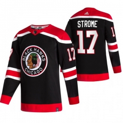 Men Chicago Blackhawks 17 Dylan Strome Black Adidas 2020 21 Reverse Retro Alternate NHL Jersey