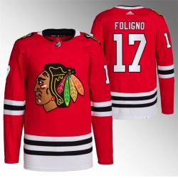 Men Chicago Blackhawks 17 Nick Foligno Red Stitched Hockey Jersey