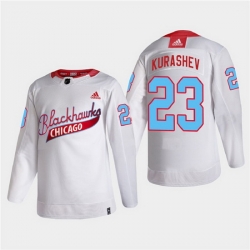 Men Chicago Blackhawks 23 Philipp Kurashev 2022 Community Night White Stitched jersey