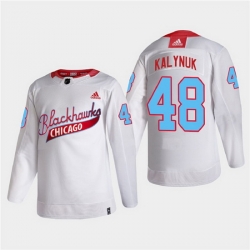 Men Chicago Blackhawks 48 Wyatt Kalynuk 2022 Community Night White Stitched jersey